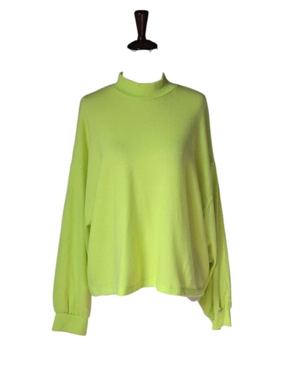 ALL IN FAVOR Neon Green Mock Neck Long Sleeve Flowy Top M NWT